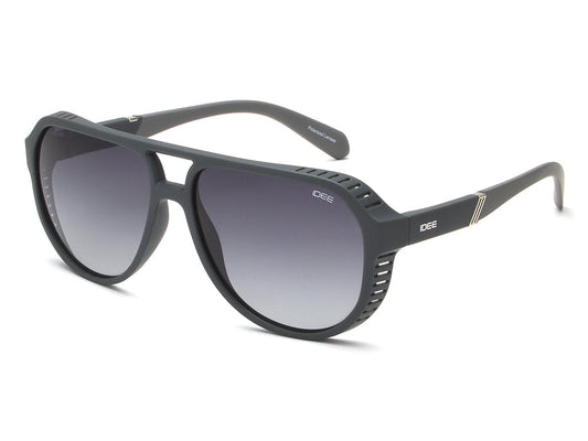 Black sunglasses with gradient lenses on a white background