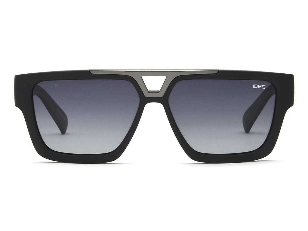 Black sunglasses with gradient lenses on a white background