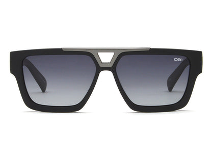 Black sunglasses with gradient lenses on a white background