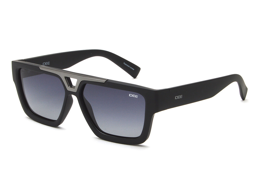 Black sunglasses with gradient lenses on a white background