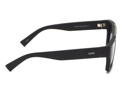 Black sunglasses with IDEE branding on a white background