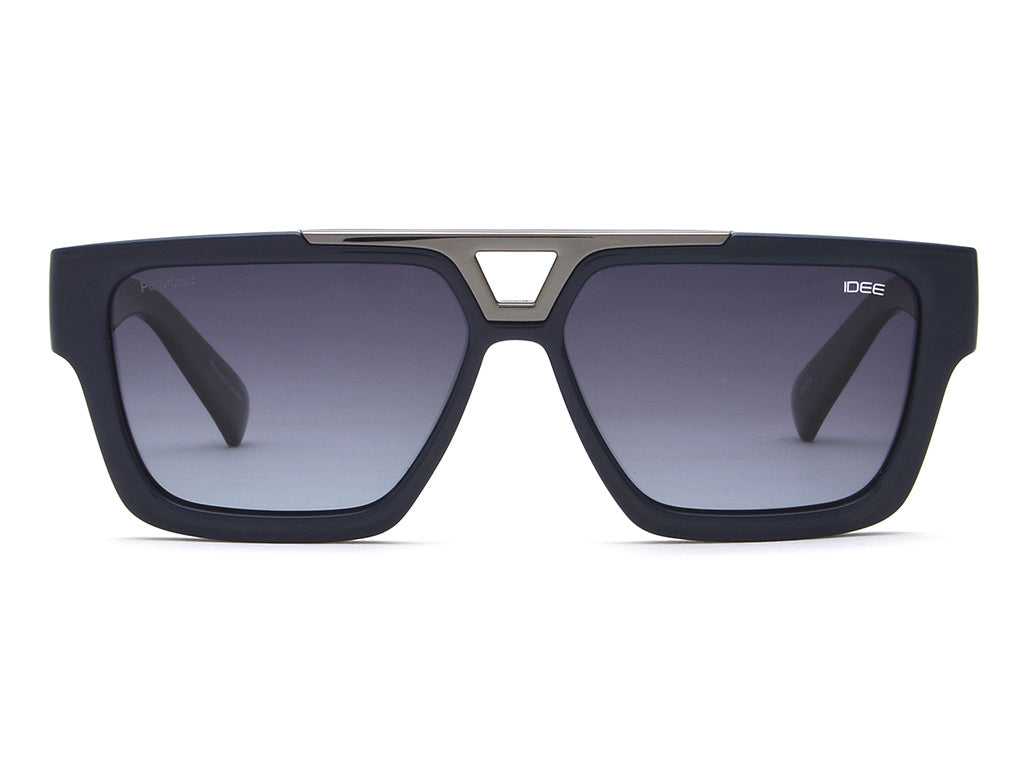 Black sunglasses with a gradient lens on a white background