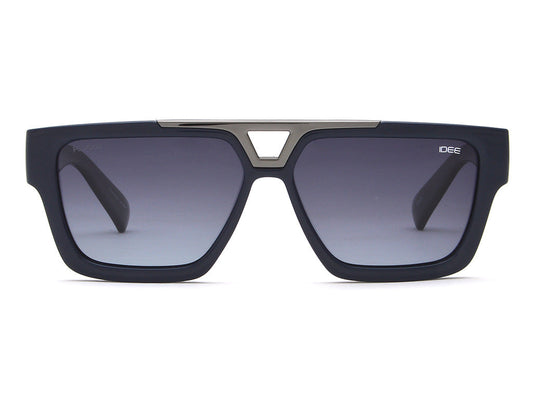 Black sunglasses with a gradient lens on a white background