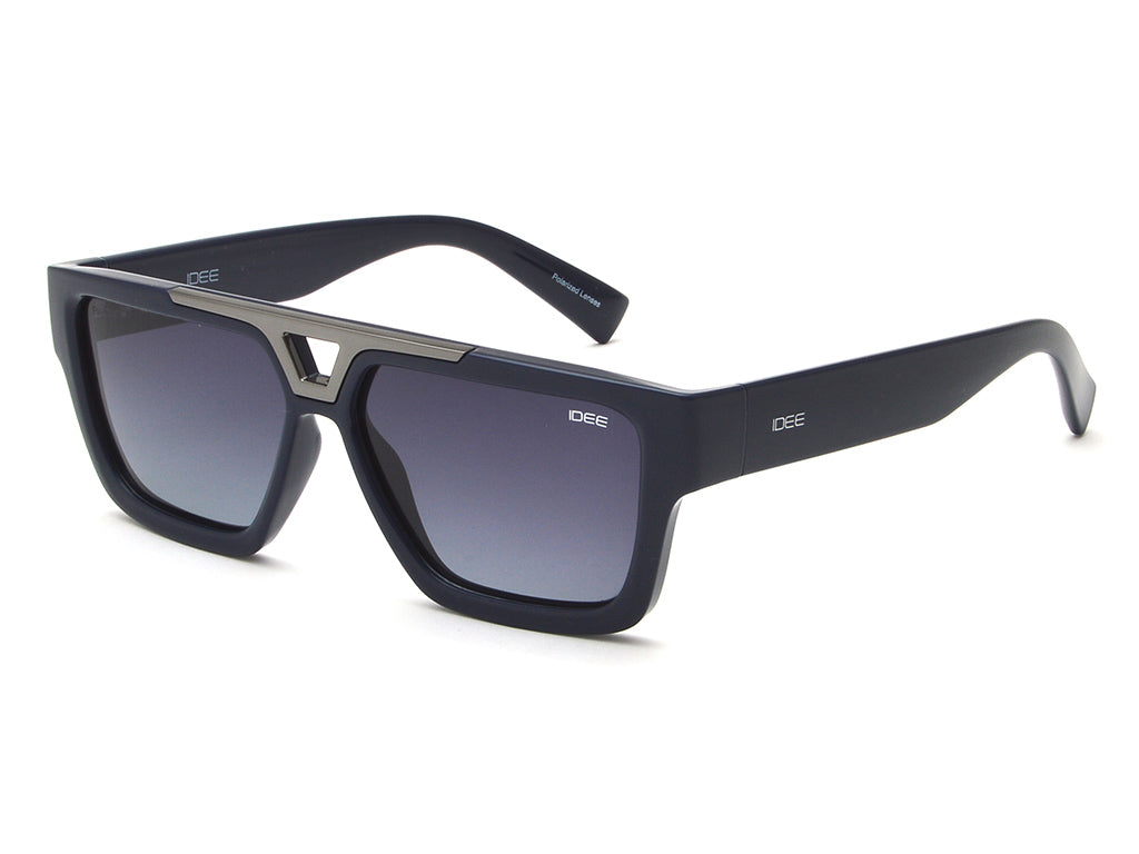 Black sunglasses with gradient lenses on a white background