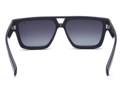 Black sunglasses with gold accents on a white background