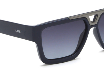 Sunglasses with dark gradient lenses on a white background
