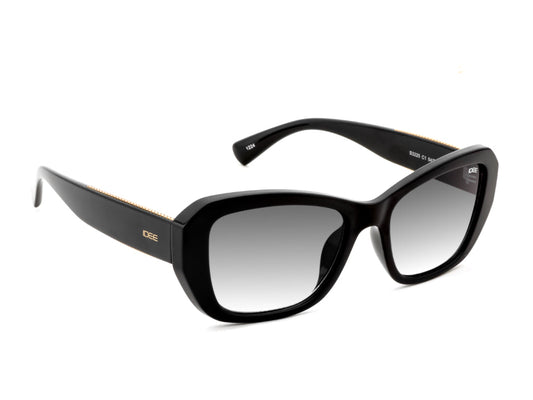 Black sunglasses with gradient lenses on a white background