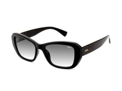 Black sunglasses with gradient lenses on a white background