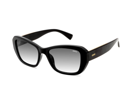 Black sunglasses with gradient lenses on a white background