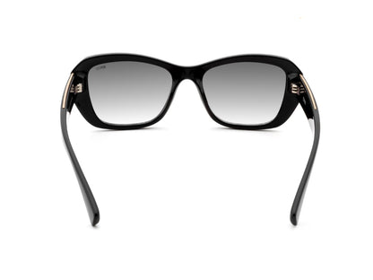 Black sunglasses with gradient lenses on a white background