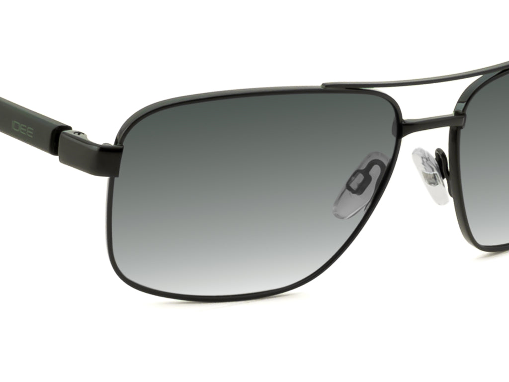 Black sunglasses with gradient lenses on a white background