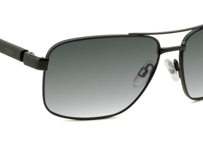 Black sunglasses with gradient lenses on a white background