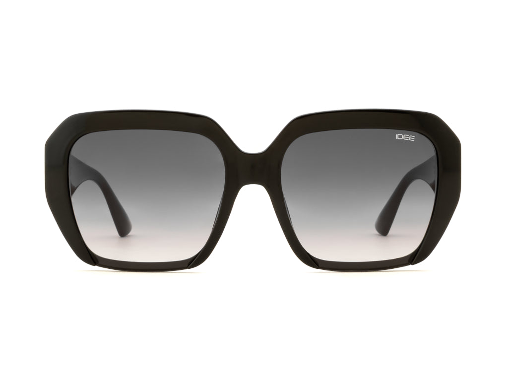 Black sunglasses with gradient lenses on a white background