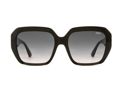 Black sunglasses with gradient lenses on a white background