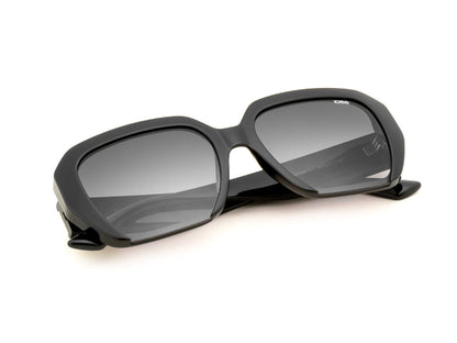 Black sunglasses with dark lenses on a white background