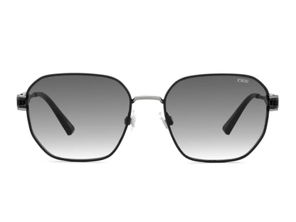 Sunglasses with black gradient lenses on a white background