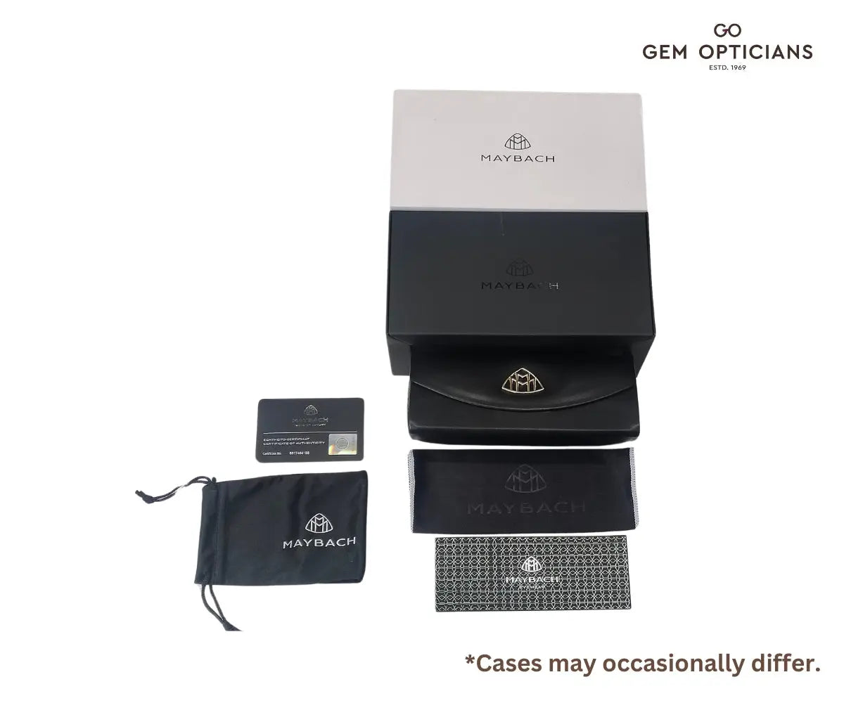 Maybach eyewear case set with logo on a white background
