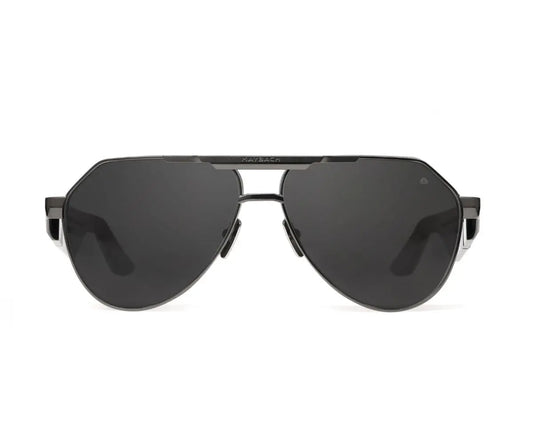 Black aviator sunglasses on a white background