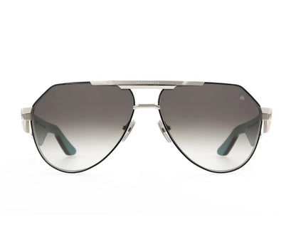 Aviator sunglasses with gradient lenses on a white background