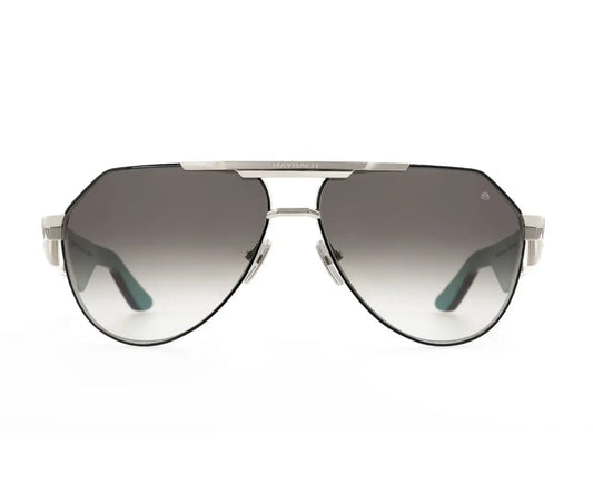 Aviator sunglasses with gradient lenses on a white background