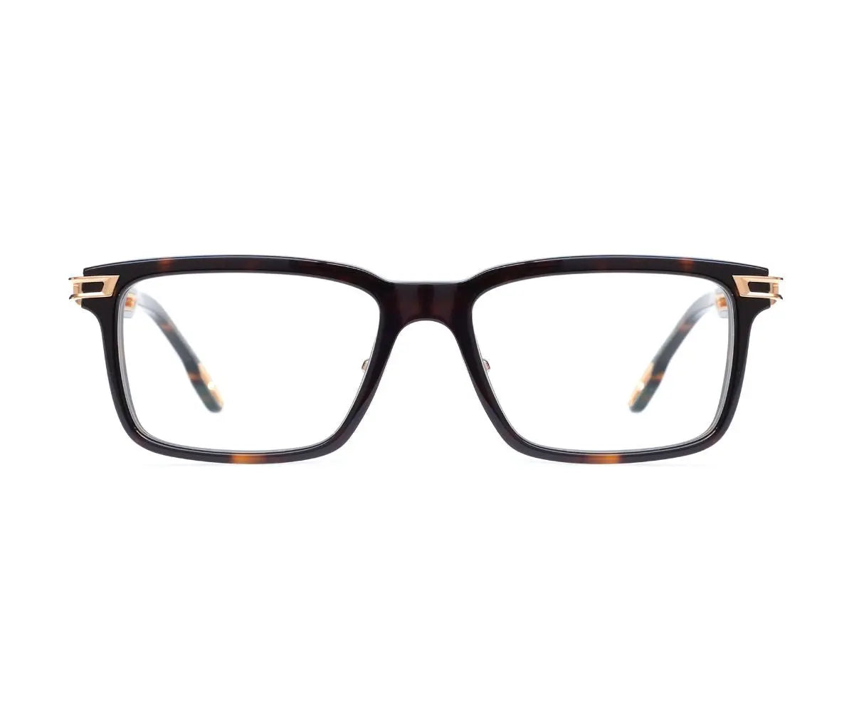 Eyeglasses with a tortoiseshell frame on a white background