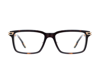 Eyeglasses with a tortoiseshell frame on a white background