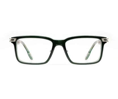 Green eyeglasses on a white background