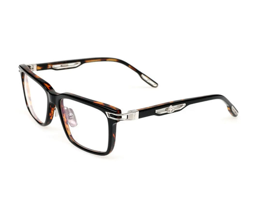 Eyeglasses with tortoiseshell and black frame on a white background