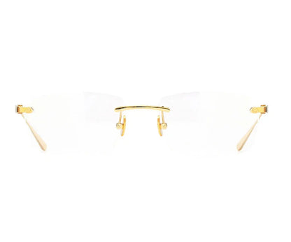 Gold earrings on a white background