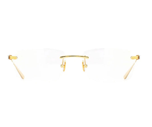 Gold earrings on a white background