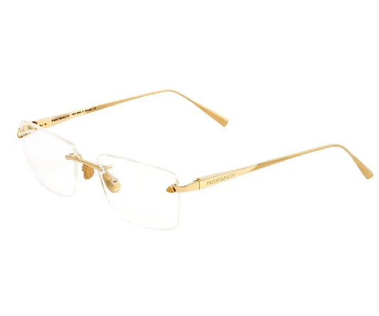 Gold-framed eyeglasses on a white background