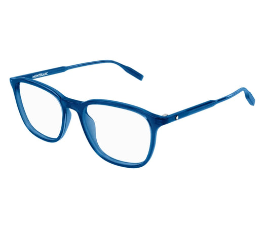 Blue eyeglasses on a white background