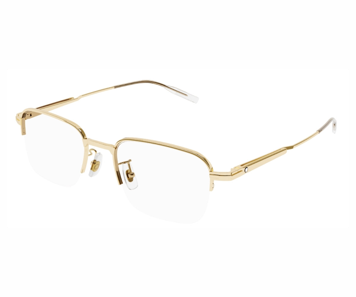 Gold-rimmed eyeglasses on a white background