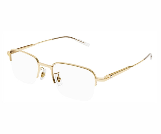 Gold-rimmed eyeglasses on a white background