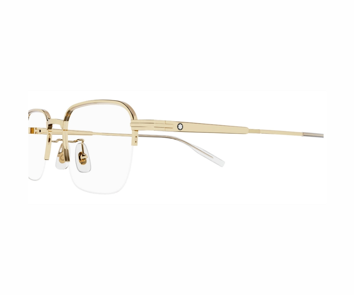 Gold-rimmed eyeglasses on a white background
