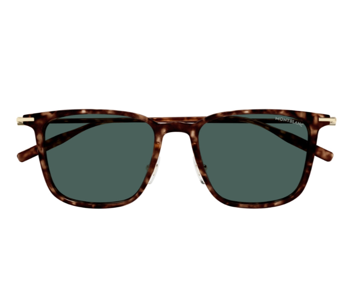 Sunglasses with tortoiseshell frame and dark lenses on a white background