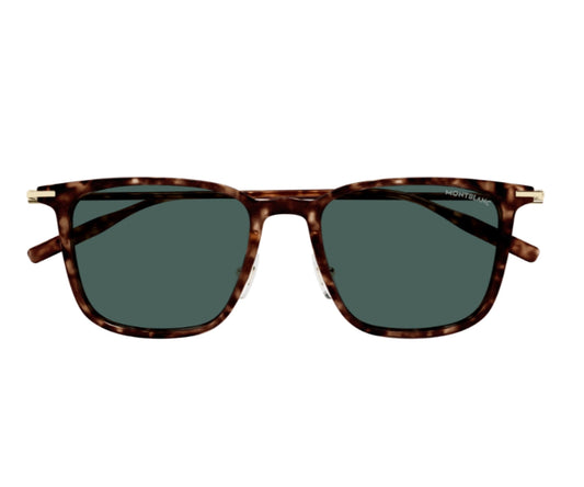 Sunglasses with tortoiseshell frame and dark lenses on a white background
