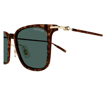 Sunglasses with tortoiseshell frame and gold accents on a white background