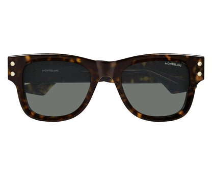 Sunglasses with tortoiseshell frame and dark lenses on a white background