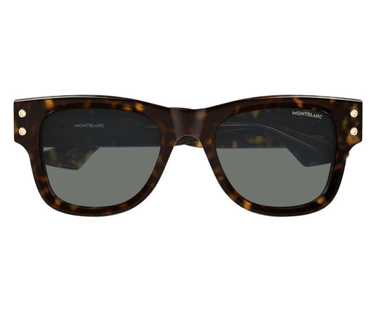 Sunglasses with tortoiseshell frame and dark lenses on a white background