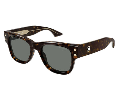 Sunglasses with tortoiseshell frame and dark lenses on a white background