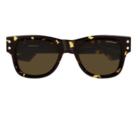 Tortoiseshell sunglasses with gold accents on a white background
