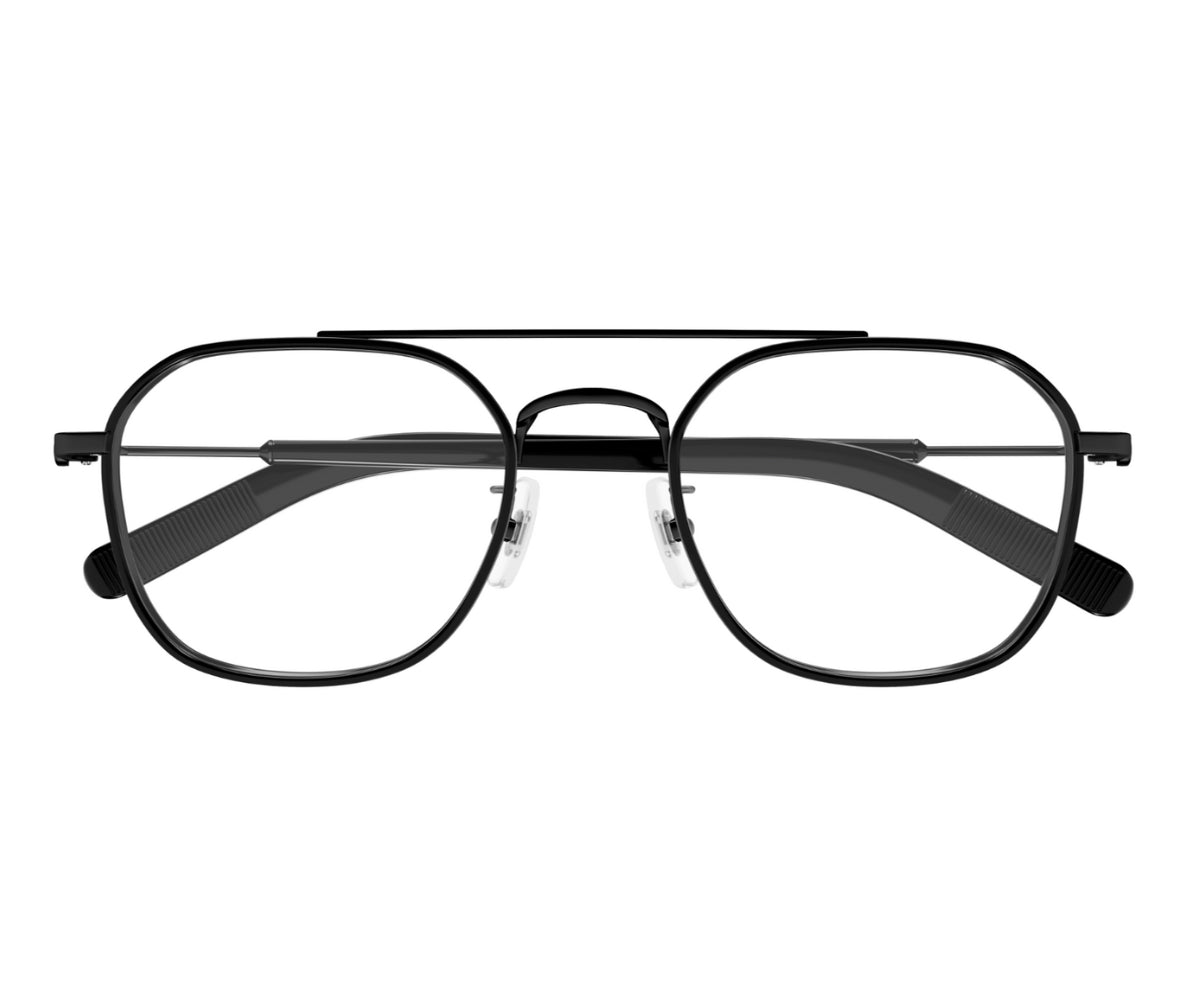 Black eyeglasses on a white background