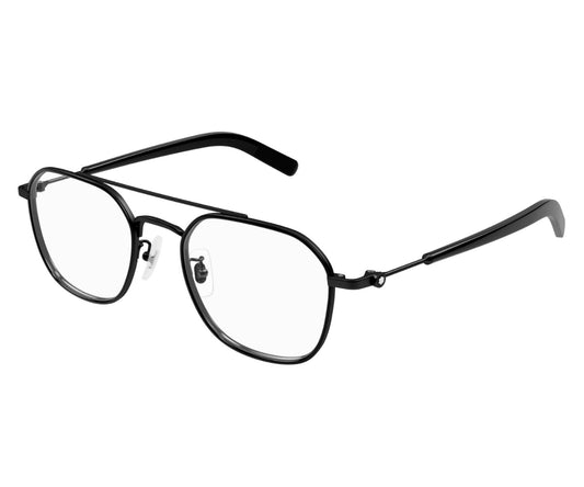 Black eyeglasses on a white background