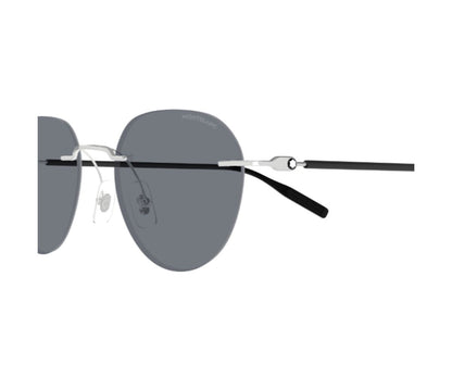 Sunglasses with dark lenses and thin frame on a white background