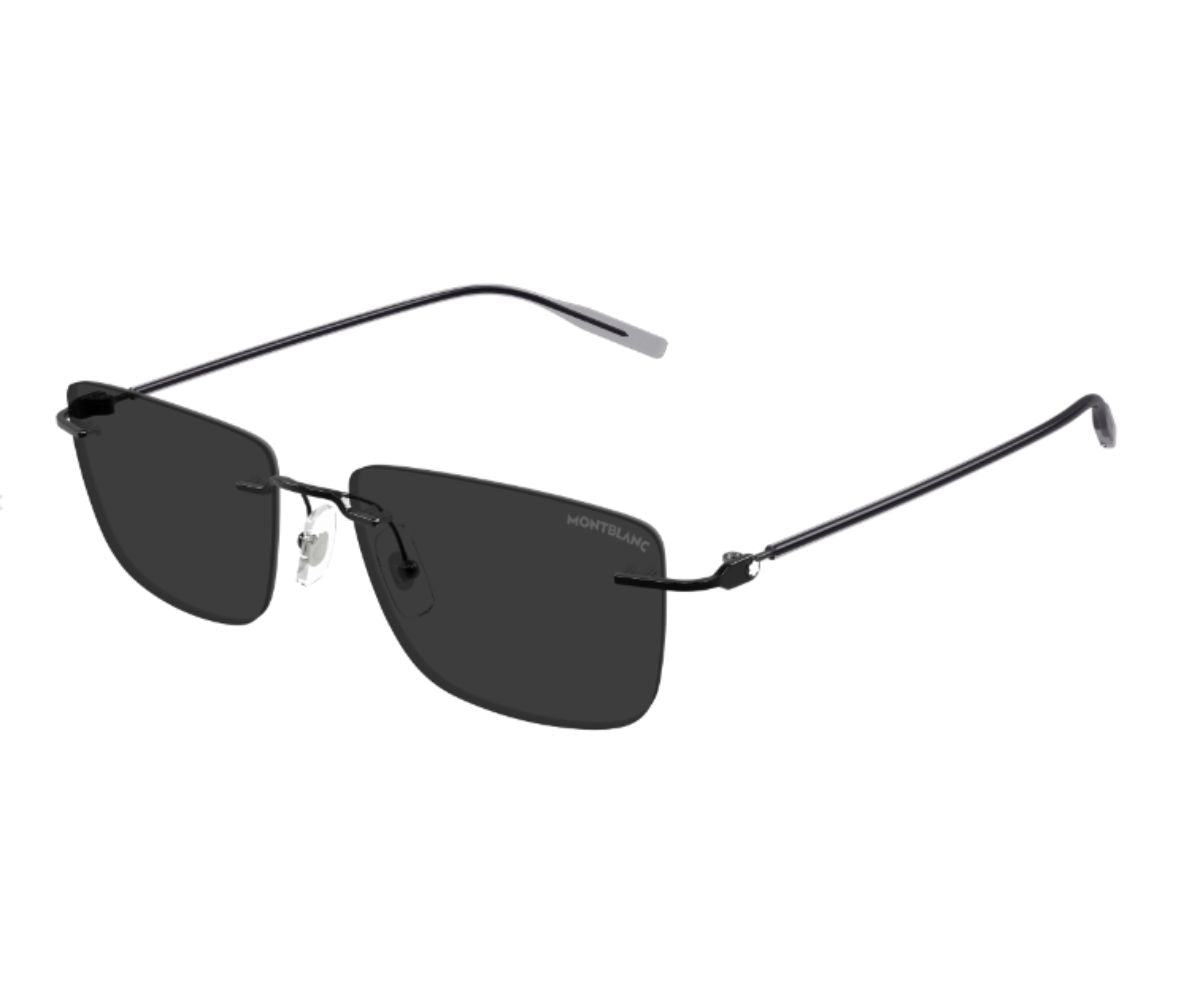 Black sunglasses with thin frame on a white background
