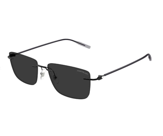 Black sunglasses with thin frame on a white background
