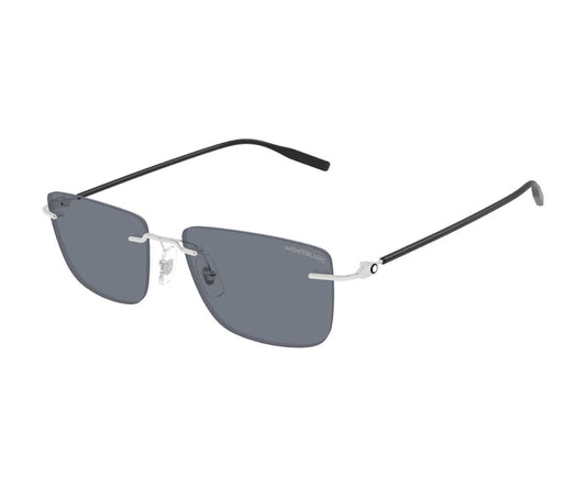 Sunglasses with black frames and gray lenses on a white background