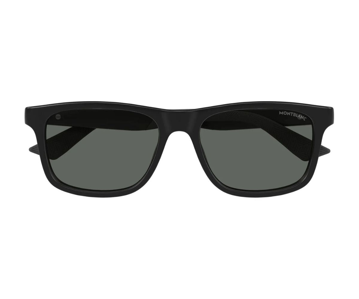 Black sunglasses with dark lenses on a white background