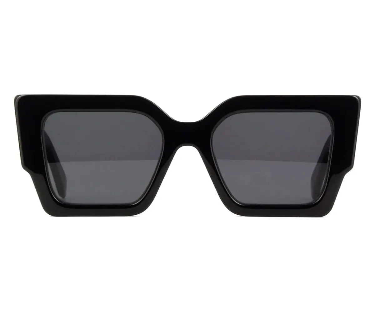 Black sunglasses with a white background